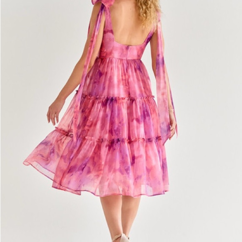 Francesca's Collections Pink and Purple Midi Dress - Picture 2 of 3